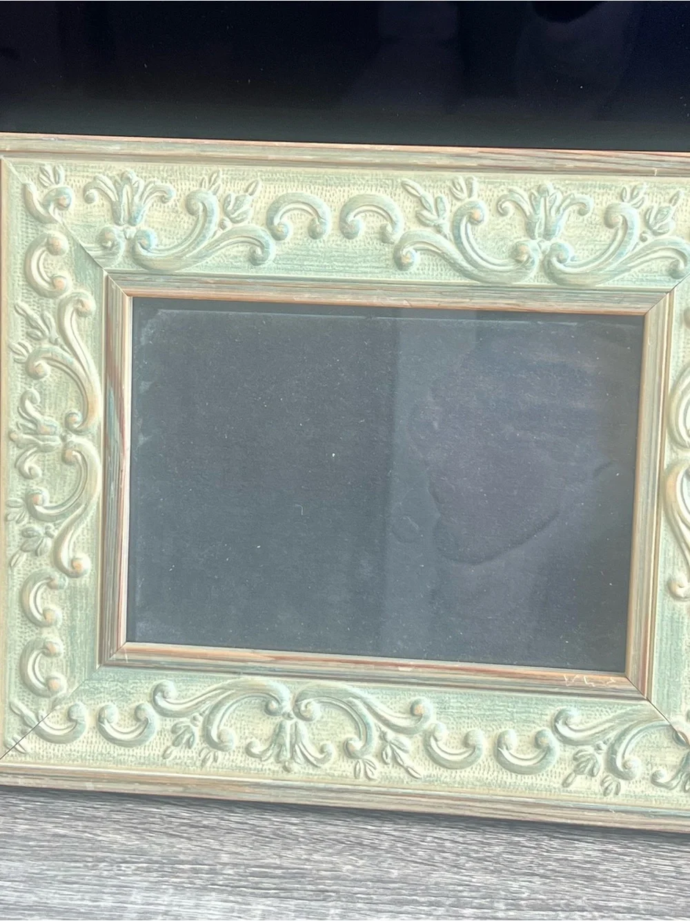 Ornate Decorative Picture Frame in Distressed Mint Green